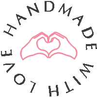 Pink hands forming heart, handmade with love
